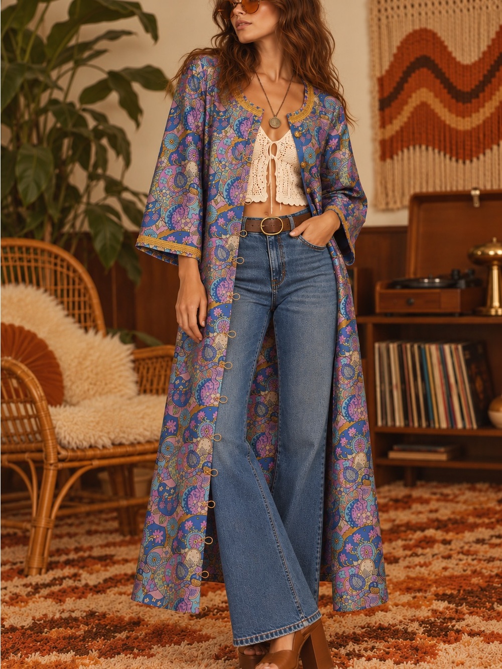 NWT - RARE The Hippie Shake Queen of Peace Psychedelic Brocade Coat US 6-8 - Picture 1 of 9